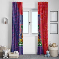 Haiti National Emblem Window Curtain Dashiki and Polynesian Pattern