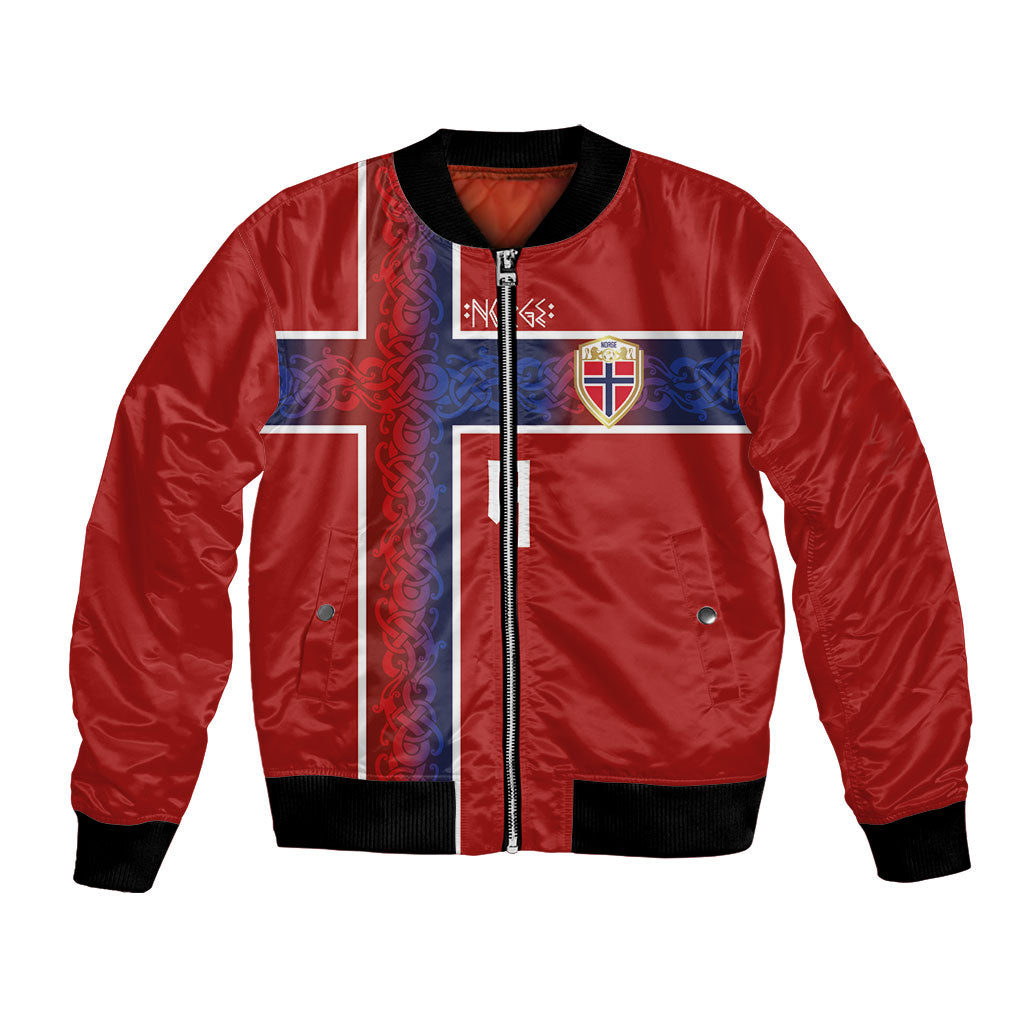Norwegian Football Custom 2026 Bomber Jacket Norge Viking Ornament Red Color