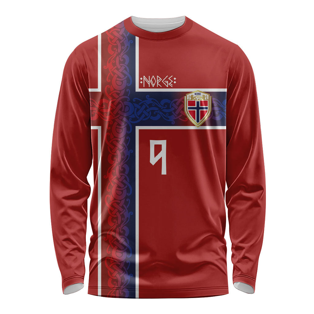 Norwegian Football Custom 2026 Long Sleeve Shirt Norge Viking Ornament Red Color