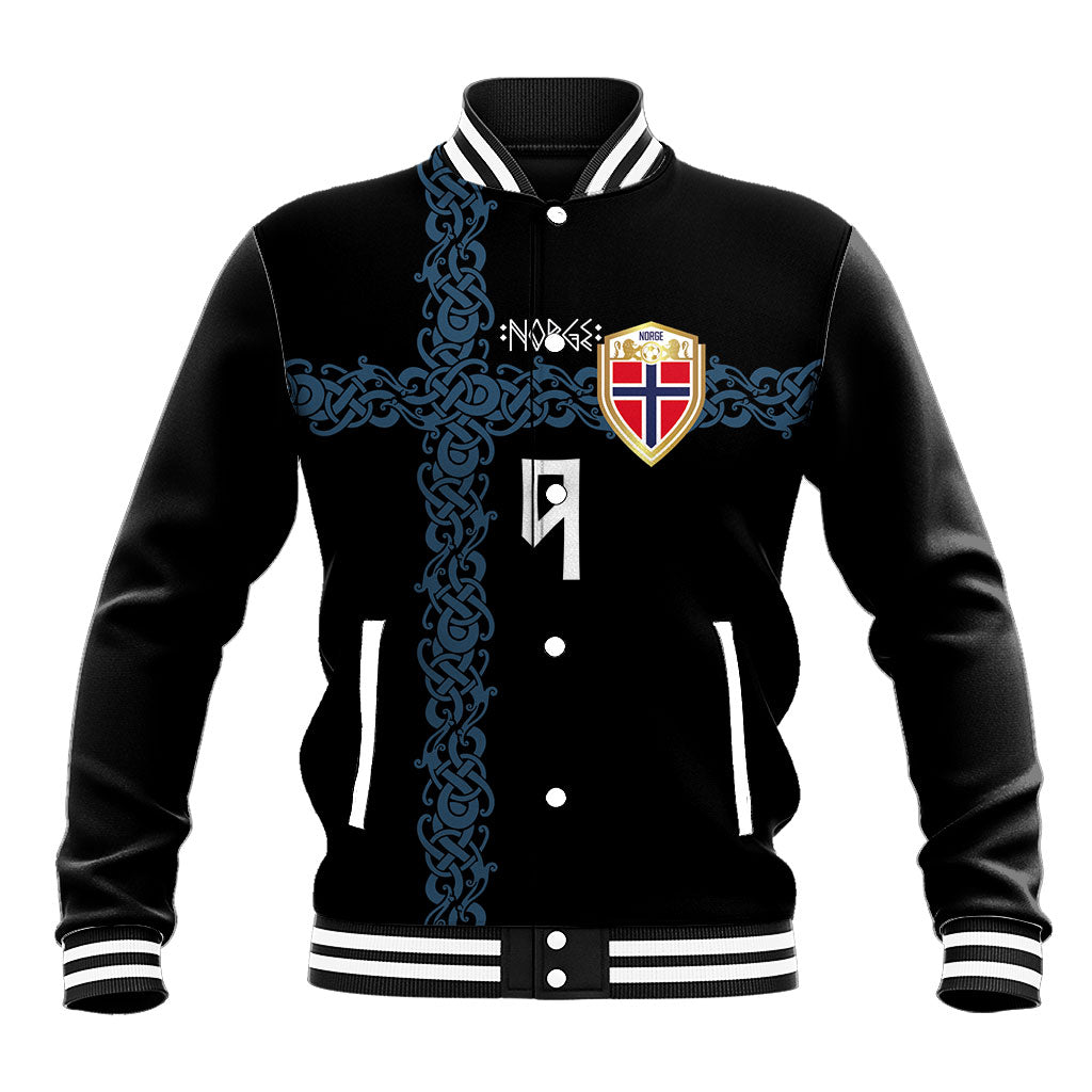Norwegian Football Custom 2026 Baseball Jacket Norge Viking Ornament Black Color
