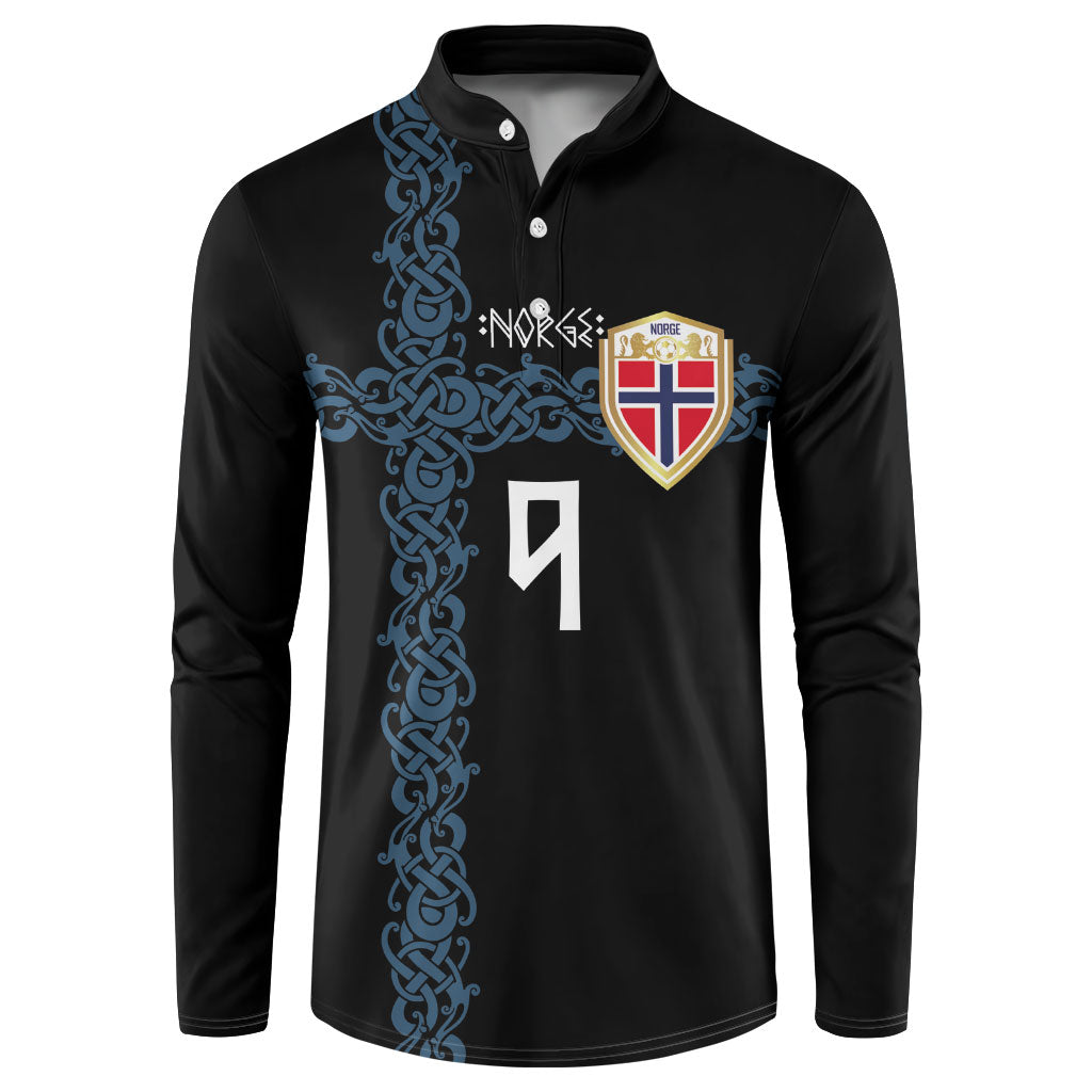 Norwegian Football Custom 2026 Button Sweatshirt Norge Viking Ornament Black Color