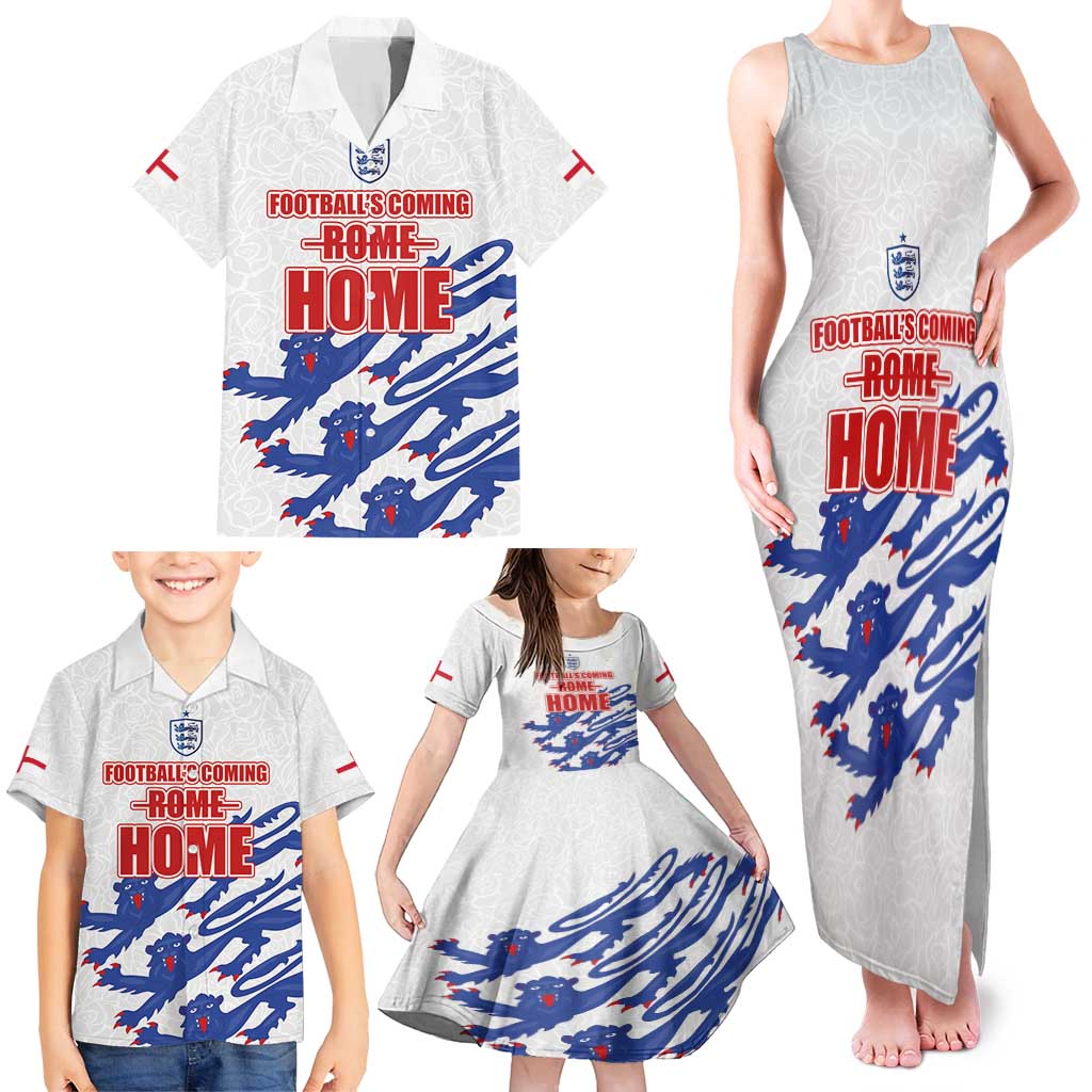 Custom England Football 2024 Road to The Champion Family Matching Tank Maxi Dress and Hawaiian Shirt Football's Coming Home - Wonder Print Shop