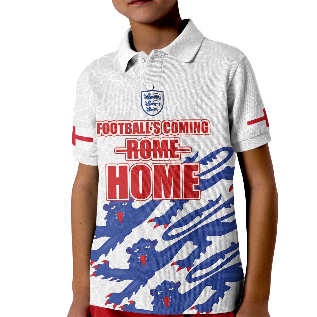 Custom England Football 2024 Road to The Champion Kid Polo Shirt Football's Coming Home - Wonder Print Shop