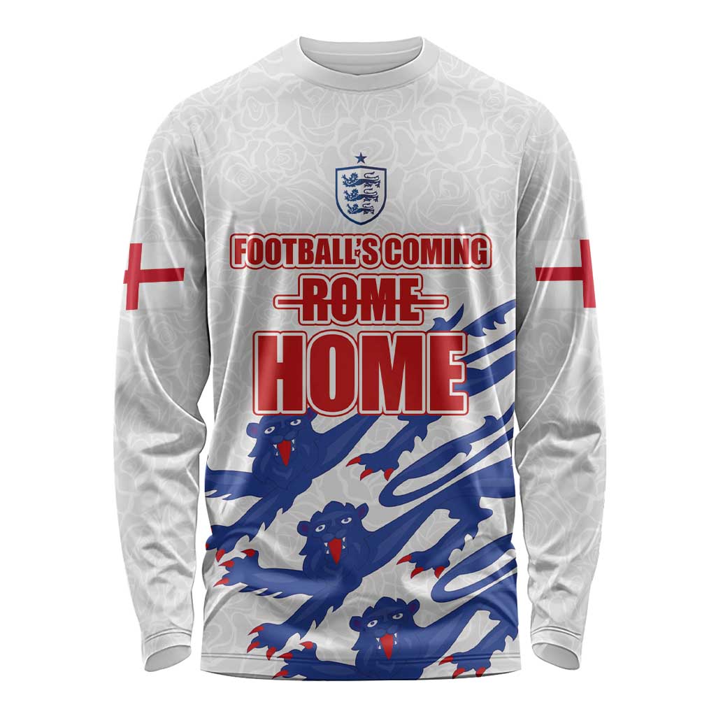 Custom England Football 2024 Road to The Champion Long Sleeve Shirt Football's Coming Home - Wonder Print Shop