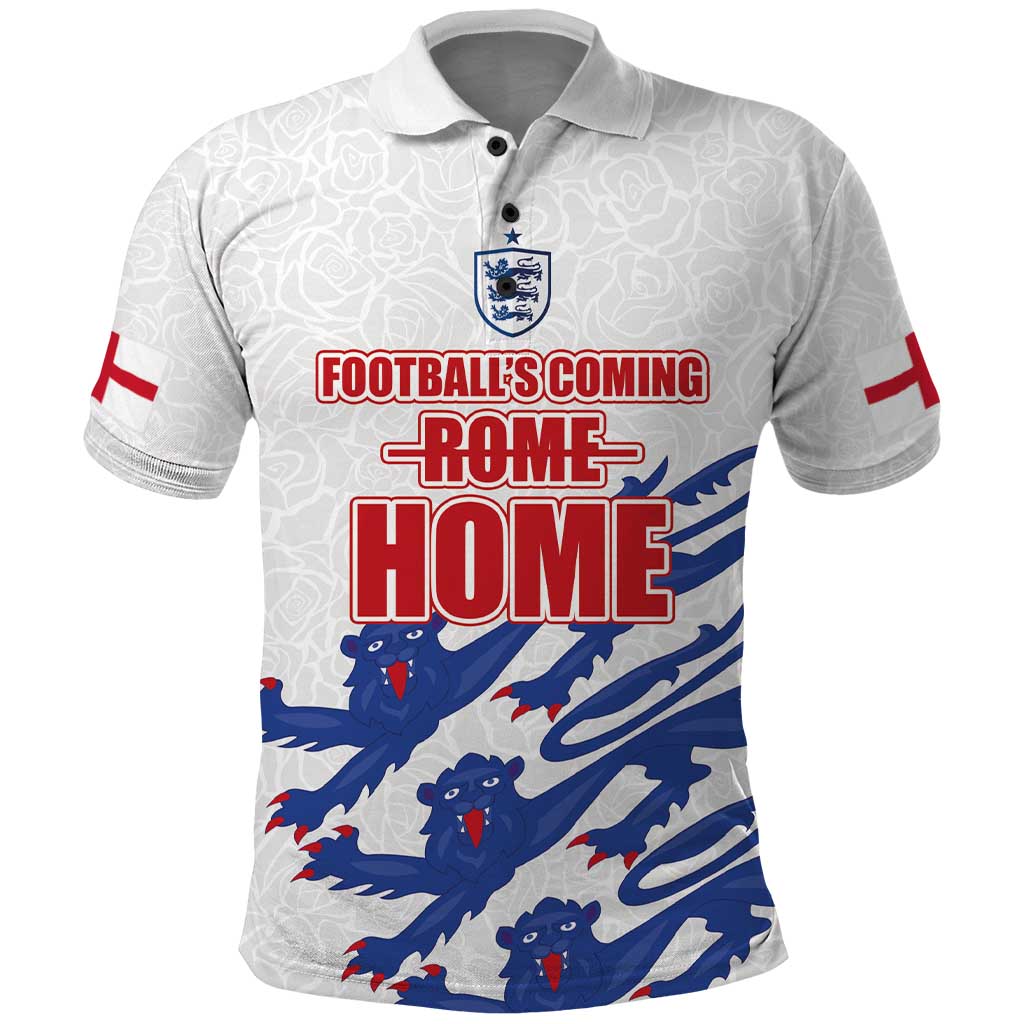 Custom England Football 2024 Road to The Champion Polo Shirt Football's Coming Home - Wonder Print Shop