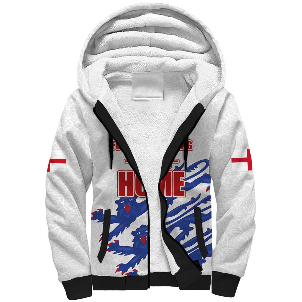 Custom England Football 2024 Road to The Champion Sherpa Hoodie Football's Coming Home