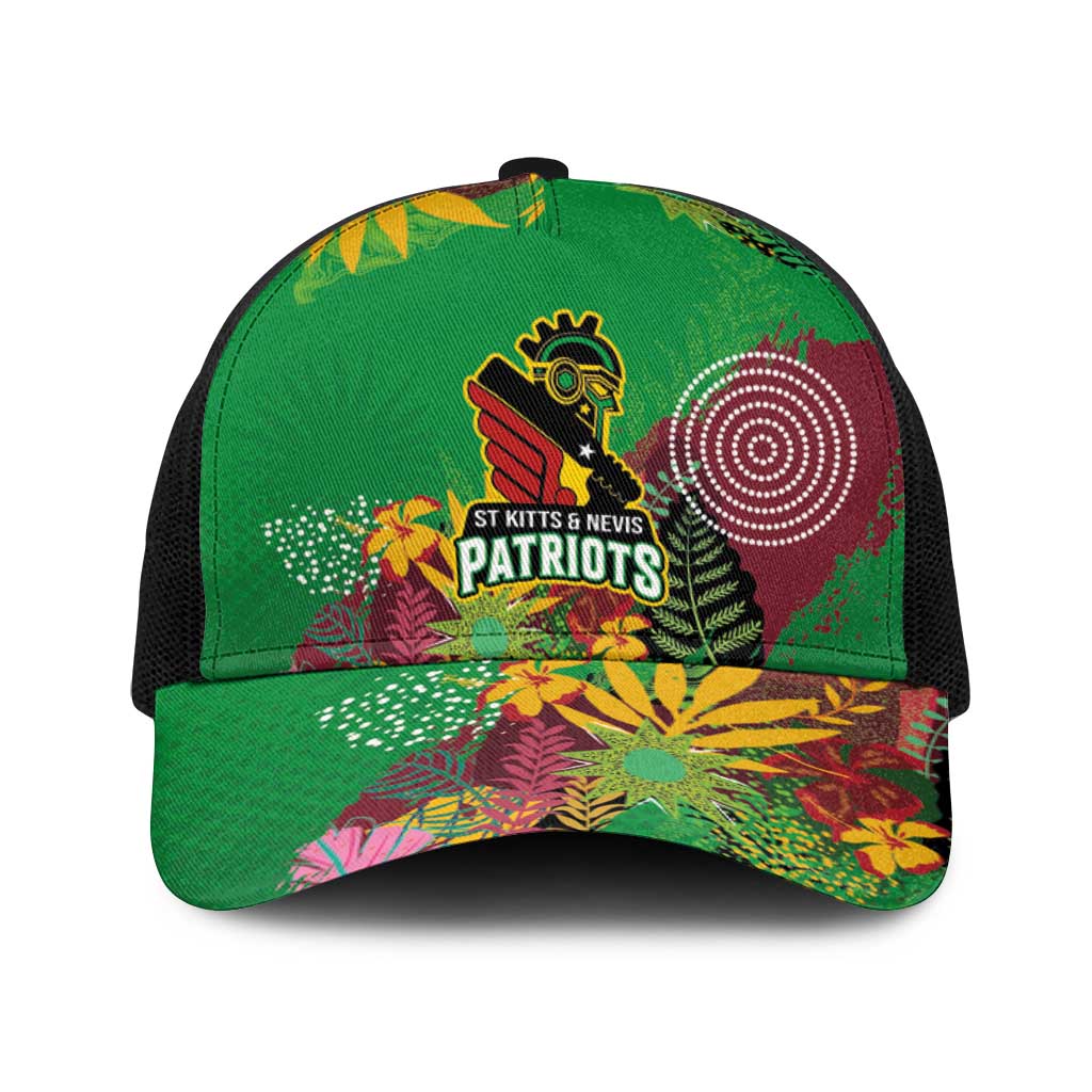 St Kitts and Nevis Cricket Patriots Baseball Net Cap Caribbean Tropical Plants Sporty Green - Wonder Print Shop