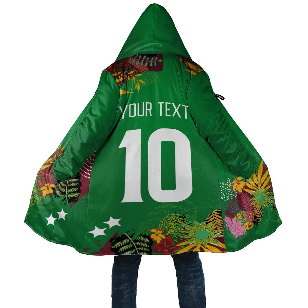 Custom St Kitts and Nevis Cricket Patriots Cloak Caribbean Tropical Plants Sporty Green - Wonder Print Shop