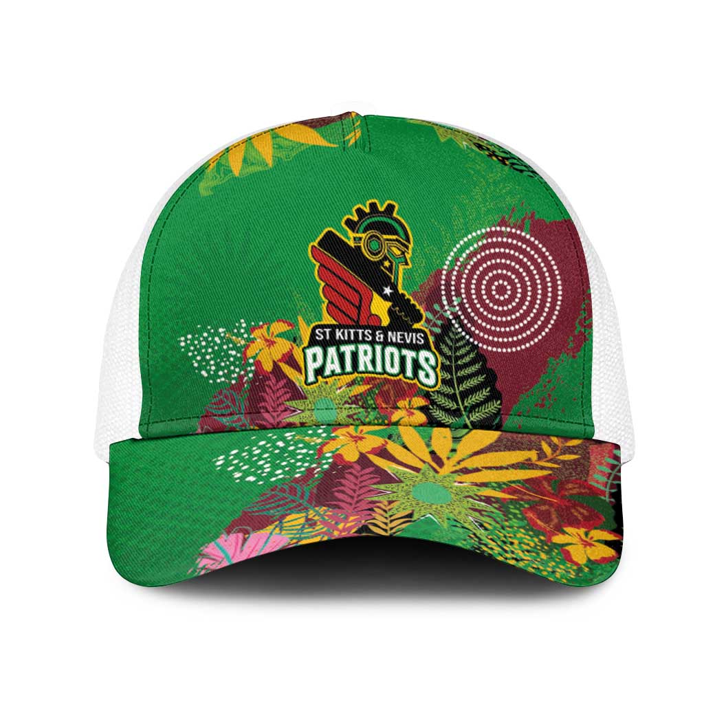 St Kitts and Nevis Cricket Patriots Mesh Trucker Cap Caribbean Tropical Plants Sporty Green - Wonder Print Shop
