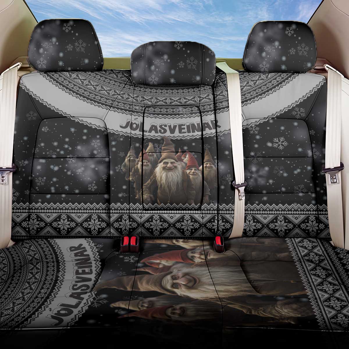 13 Yule Lads Iceland Christmas Back Car Seat Cover Jolasveinar and Nordic Traditional Pattern