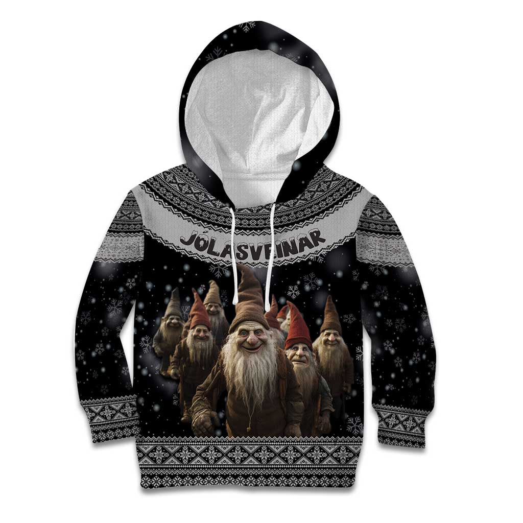 13 Yule Lads Iceland Christmas Kid Hoodie Jolasveinar and Nordic Traditional Pattern - Wonder Print Shop