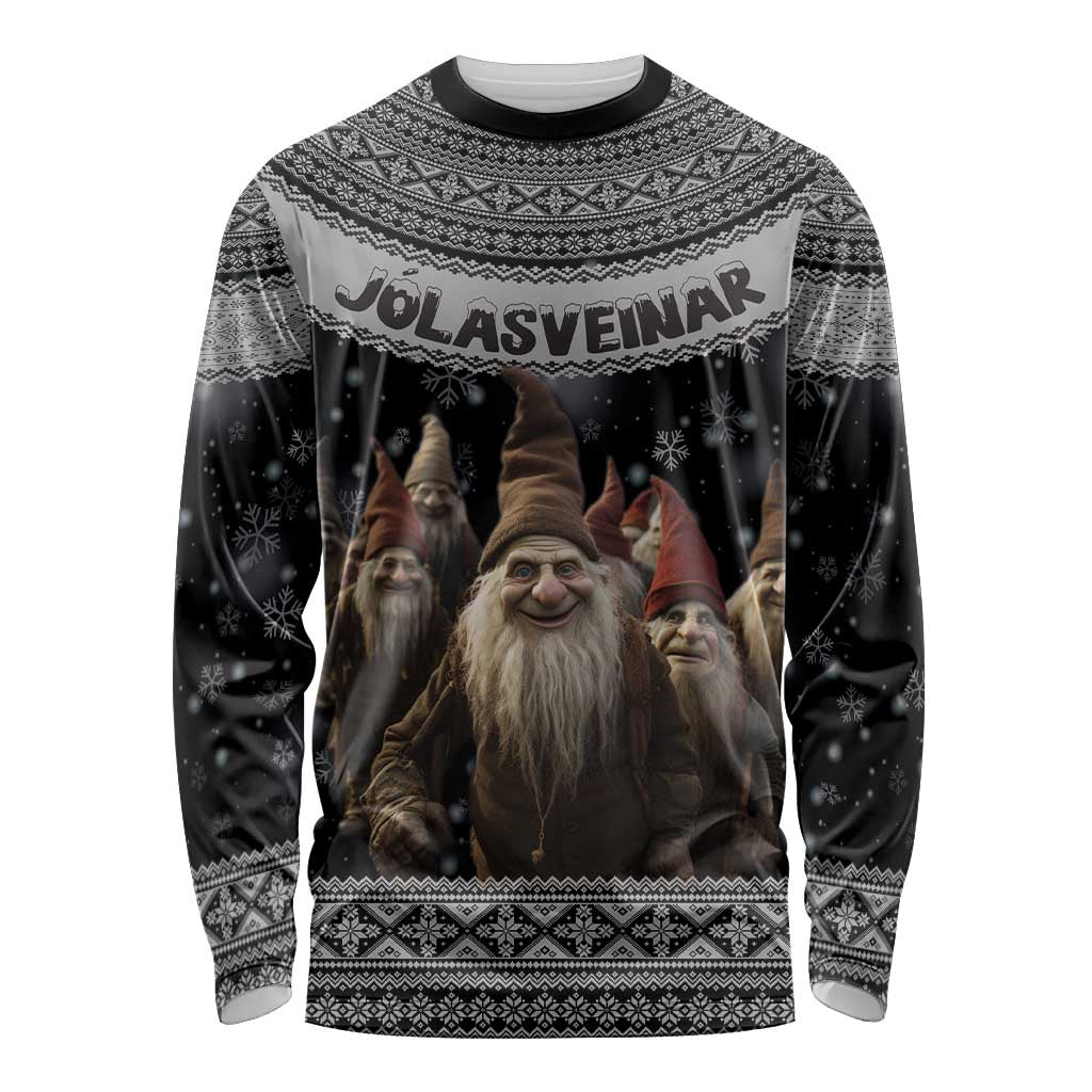 13 Yule Lads Iceland Christmas Long Sleeve Shirt Jolasveinar and Nordic Traditional Pattern - Wonder Print Shop