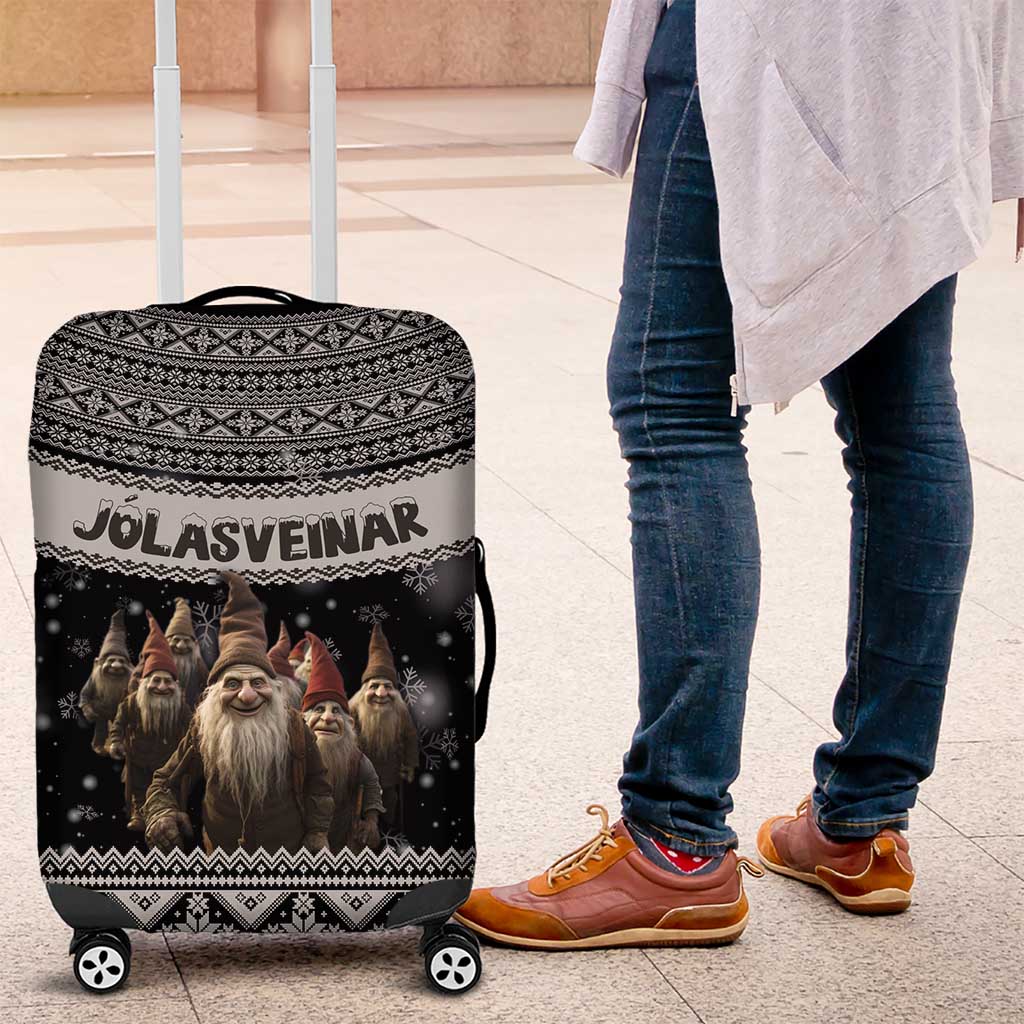 13 Yule Lads Iceland Christmas Luggage Cover Jolasveinar and Nordic Traditional Pattern - Wonder Print Shop