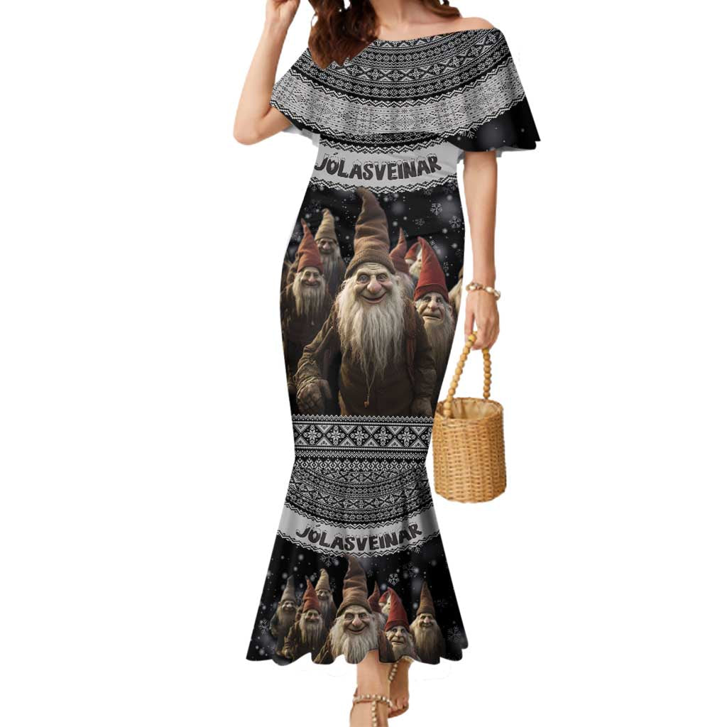 13 Yule Lads Iceland Christmas Mermaid Dress Jolasveinar and Nordic Traditional Pattern - Wonder Print Shop