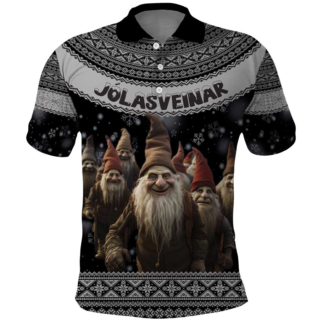 13 Yule Lads Iceland Christmas Polo Shirt Jolasveinar and Nordic Traditional Pattern - Wonder Print Shop