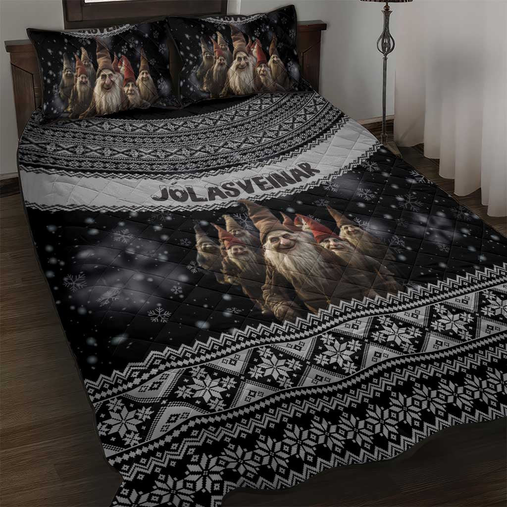 13 Yule Lads Iceland Christmas Quilt Bed Set Jolasveinar and Nordic Traditional Pattern