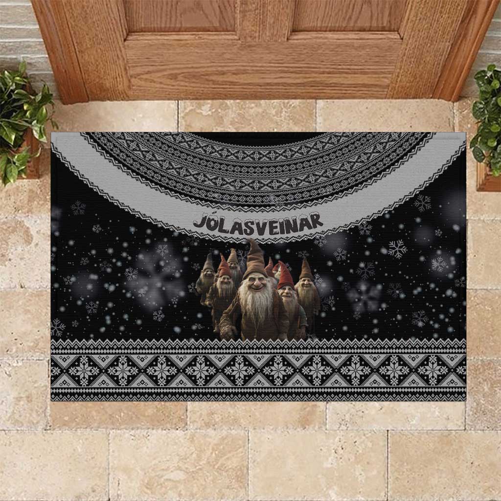 13 Yule Lads Iceland Christmas Rubber Doormat Jolasveinar and Nordic Traditional Pattern