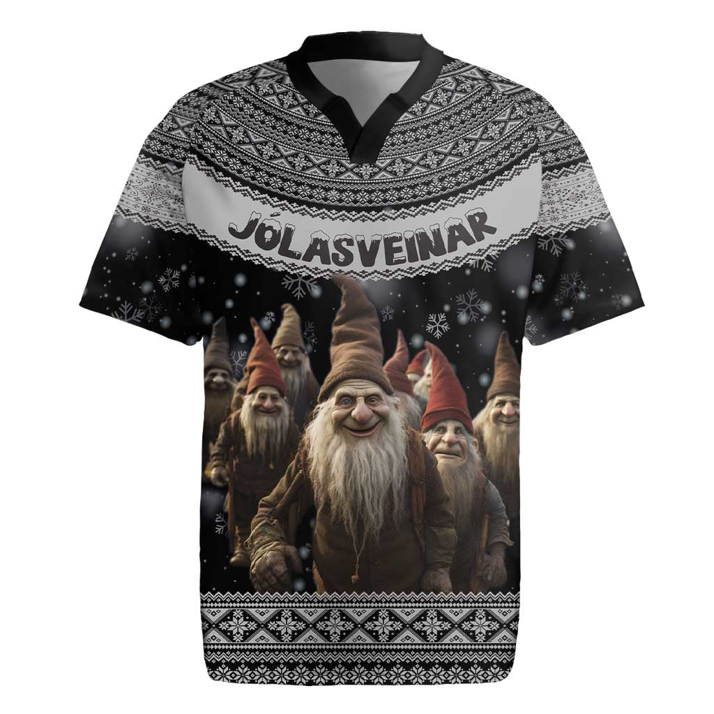 13 Yule Lads Iceland Christmas Rugby Jersey Jolasveinar and Nordic Traditional Pattern