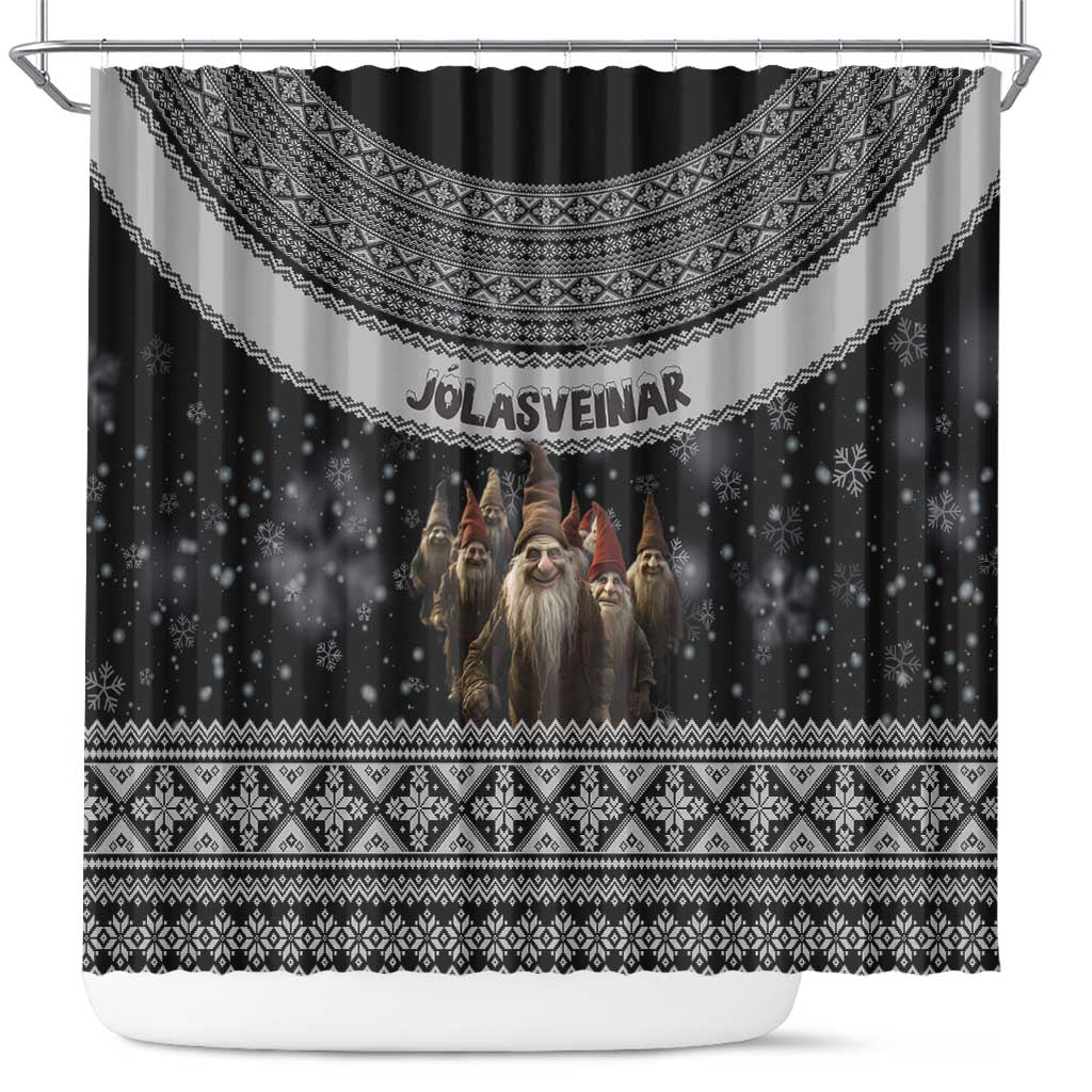 13 Yule Lads Iceland Christmas Shower Curtain Jolasveinar and Nordic Traditional Pattern