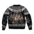 13 Yule Lads Iceland Christmas Sleeve Zip Bomber Jacket Jolasveinar and Nordic Traditional Pattern