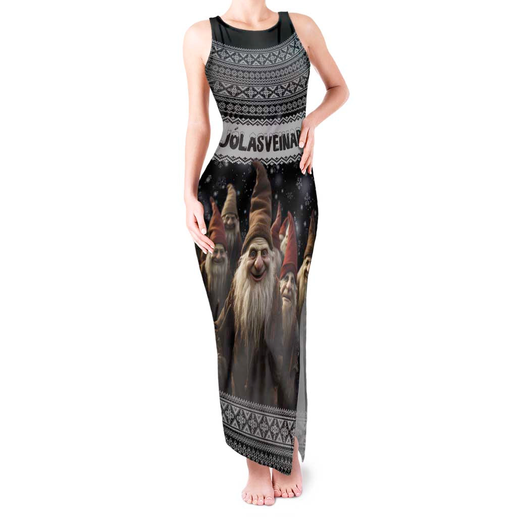 13 Yule Lads Iceland Christmas Tank Maxi Dress Jolasveinar and Nordic Traditional Pattern