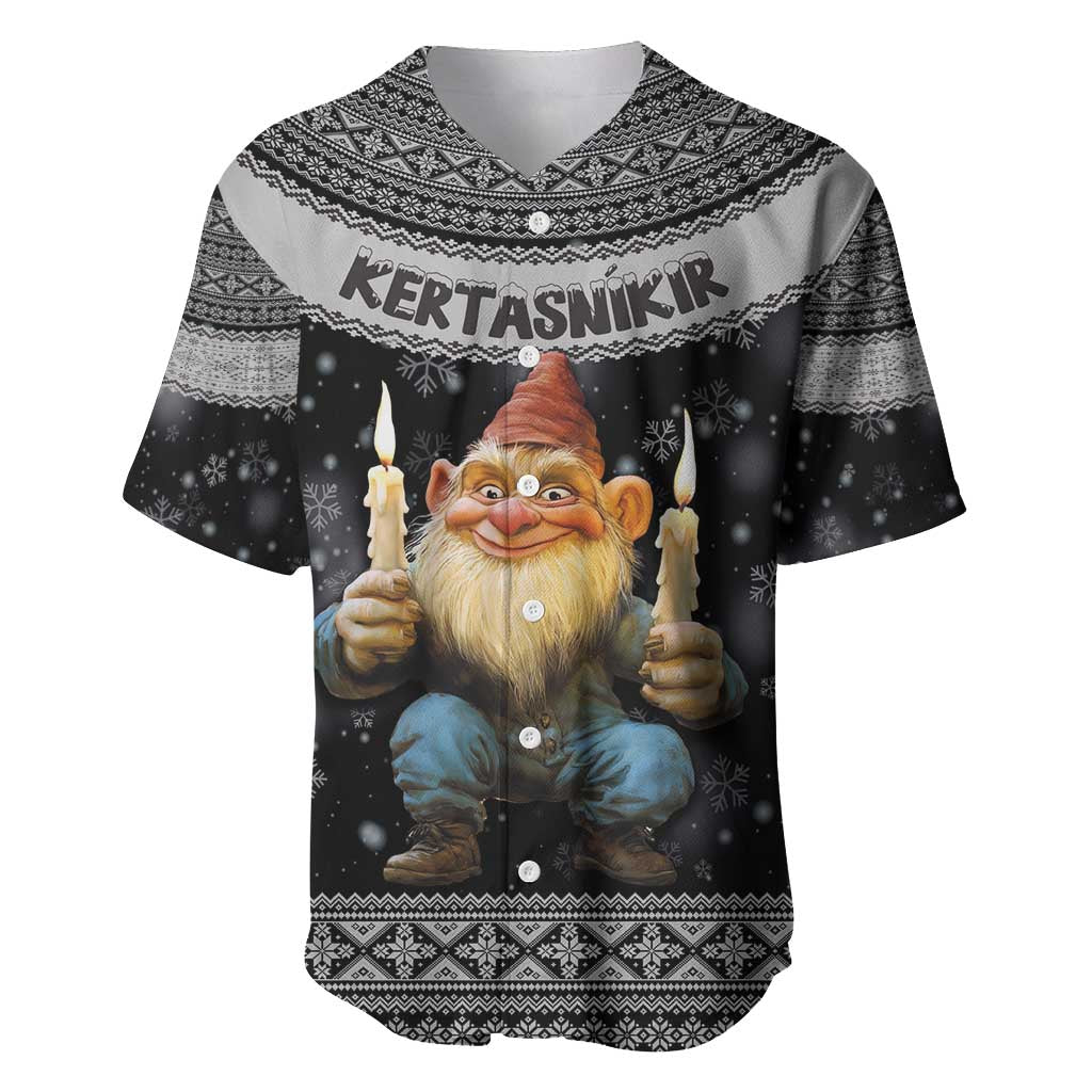 Iceland Kertasnikir Christmas Baseball Jersey Candle Beggar and Nordic Traditional Pattern - Wonder Print Shop