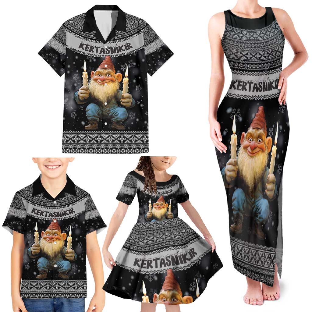 Iceland Kertasnikir Christmas Family Matching Tank Maxi Dress and Hawaiian Shirt Candle Beggar and Nordic Traditional Pattern - Wonder Print Shop