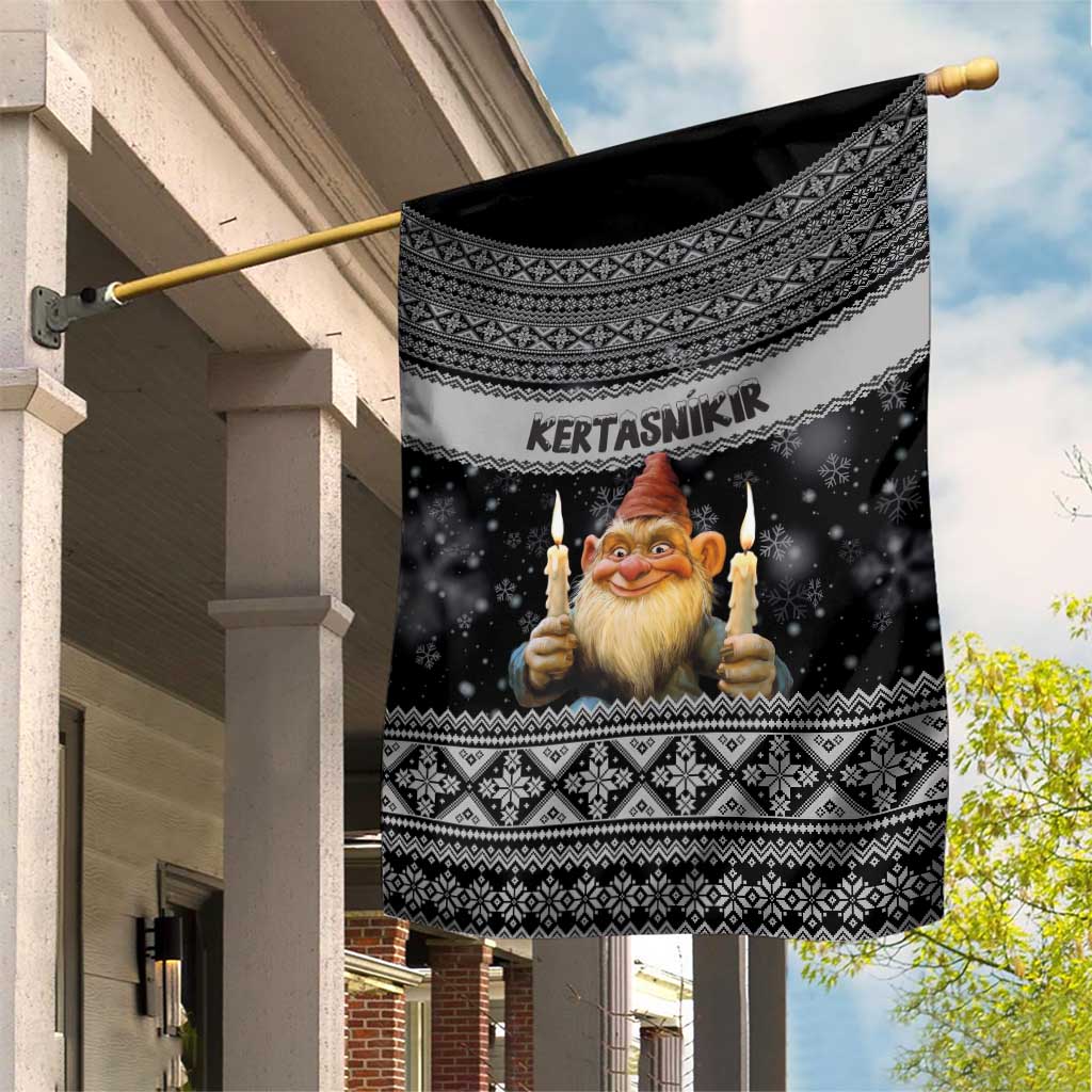 Iceland Kertasnikir Christmas Garden Flag Candle Beggar and Nordic Traditional Pattern - Wonder Print Shop