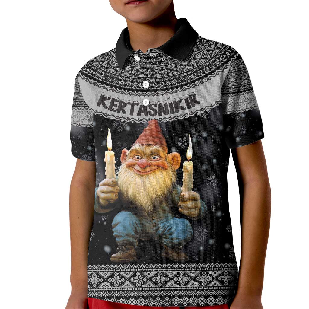 Iceland Kertasnikir Christmas Kid Polo Shirt Candle Beggar and Nordic Traditional Pattern - Wonder Print Shop