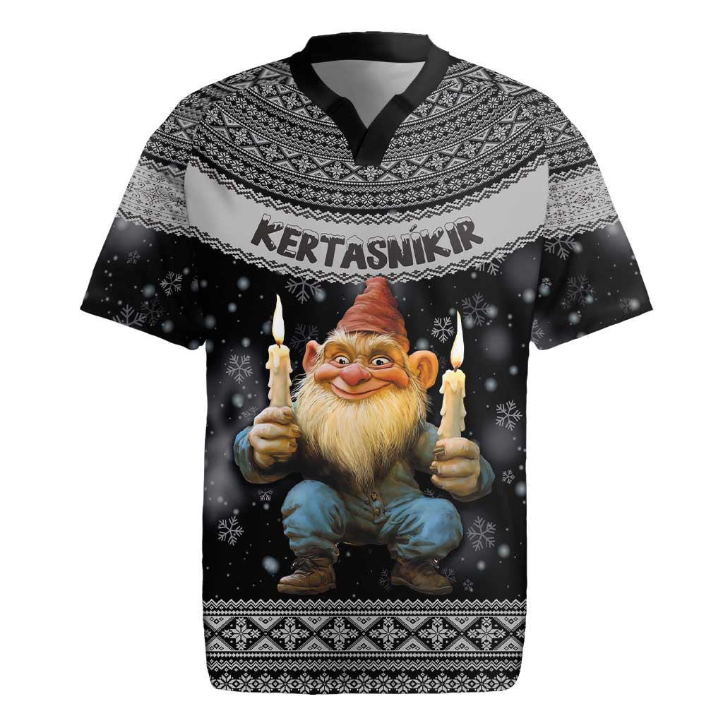 Iceland Kertasnikir Christmas Rugby Jersey Candle Beggar and Nordic Traditional Pattern