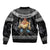 Iceland Kertasnikir Christmas Sleeve Zip Bomber Jacket Candle Beggar and Nordic Traditional Pattern