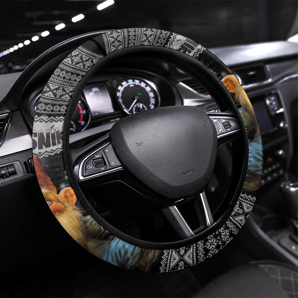 Iceland Kertasnikir Christmas Steering Wheel Cover Candle Beggar and Nordic Traditional Pattern