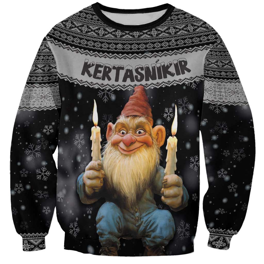 Iceland Kertasnikir Christmas Sweatshirt Candle Beggar and Nordic Traditional Pattern