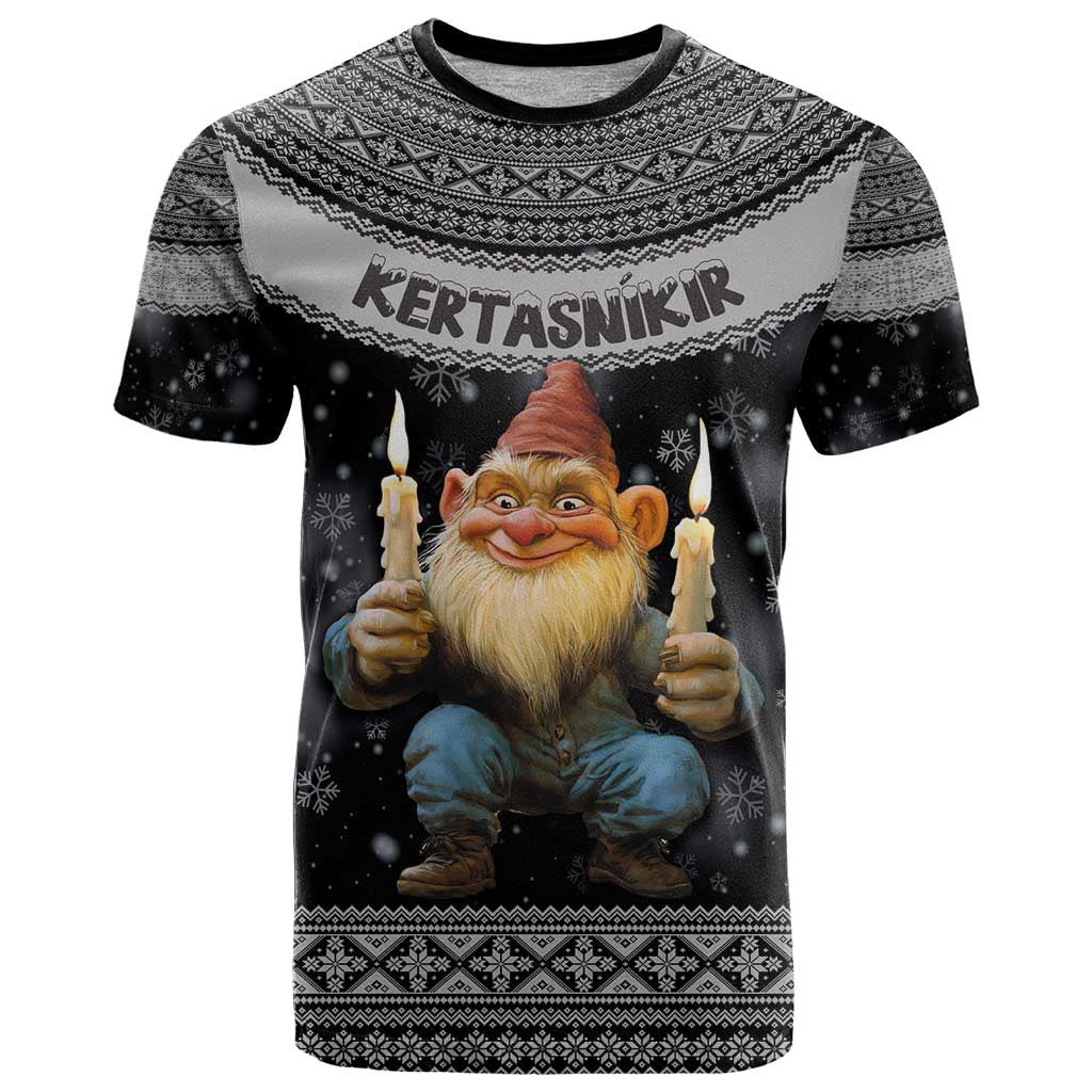 Iceland Kertasnikir Christmas T Shirt Candle Beggar and Nordic Traditional Pattern