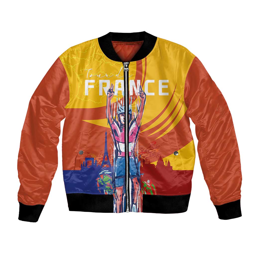 Personalised France Bicycle Racing Bomber Jacket Sporty Style