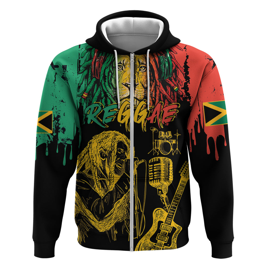 International Reggae Day Zip Hoodie Rastafarian Lion and B-Marley Passion - Wonder Print Shop