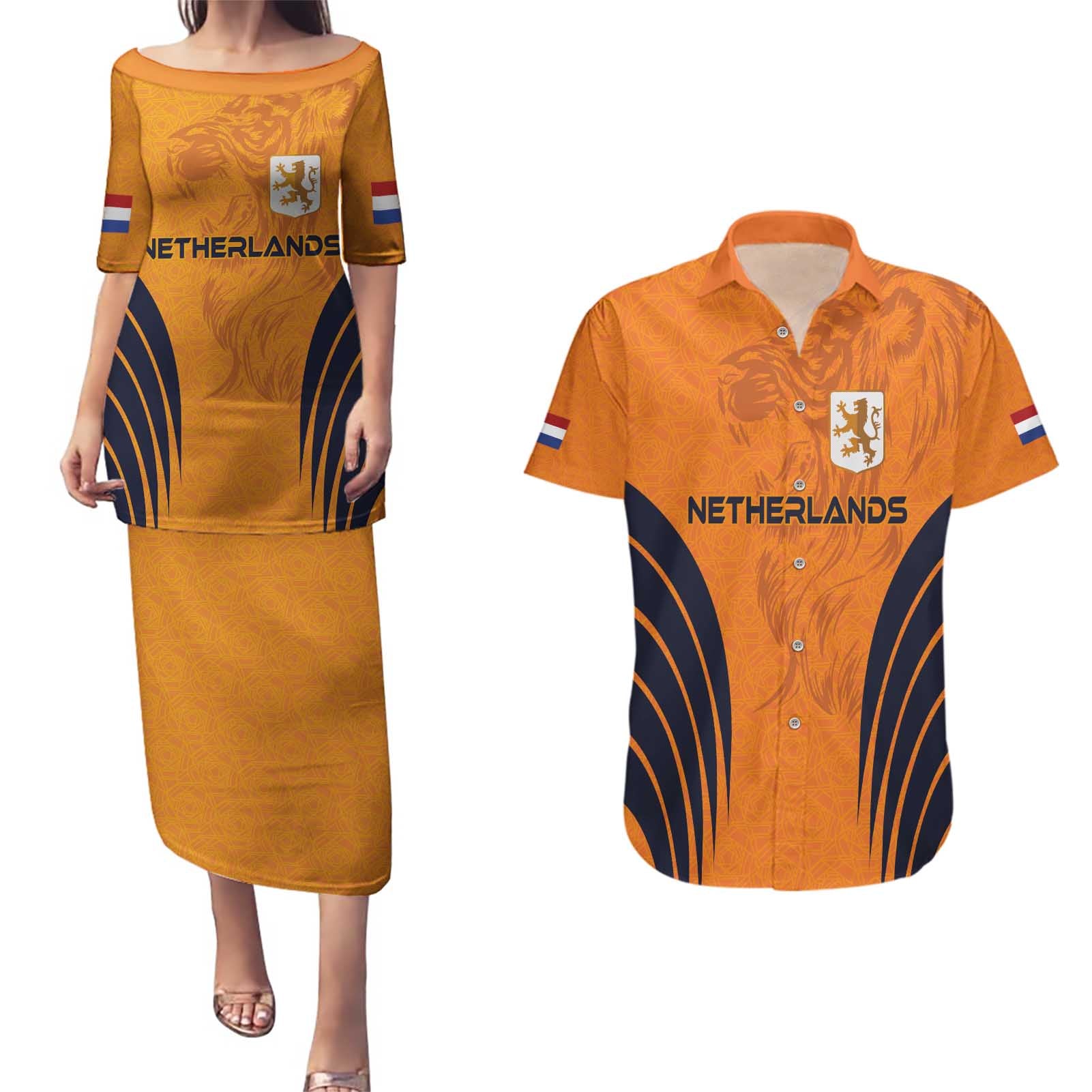 Custom Netherlands Football 2024 Road To The Champion Couples Matching Puletasi and Hawaiian Shirt - Wonder Print Shop