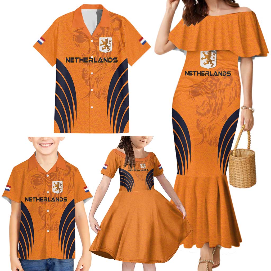 Custom Netherlands Football 2024 Road To The Champion Family Matching Mermaid Dress and Hawaiian Shirt - Wonder Print Shop