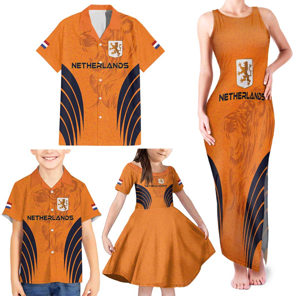 Custom Netherlands Football 2024 Road To The Champion Family Matching Tank Maxi Dress and Hawaiian Shirt - Wonder Print Shop