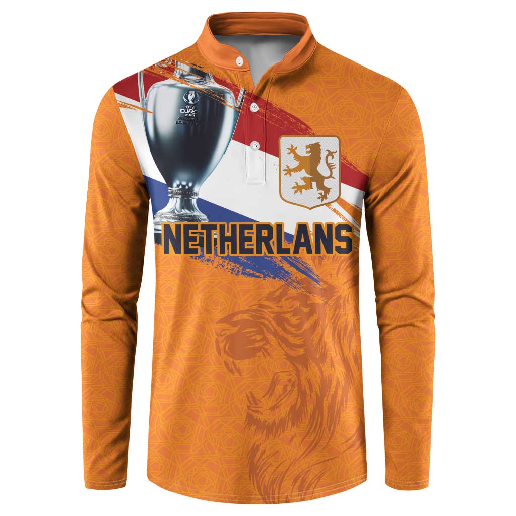 Custom Netherlands Football 2024 Road To The Champion Button Sweatshirt Oranje Holland Clockwork Orange The Flying Home Color - Wonder Print Shop