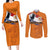 Custom Netherlands Football 2024 Road To The Champion Couples Matching Long Sleeve Bodycon Dress and Long Sleeve Button Shirt Oranje Holland Clockwork Orange The Flying Home Color - Wonder Print Shop