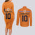 Custom Netherlands Football 2024 Road To The Champion Couples Matching Long Sleeve Bodycon Dress and Long Sleeve Button Shirt Oranje Holland Clockwork Orange The Flying Home Color - Wonder Print Shop