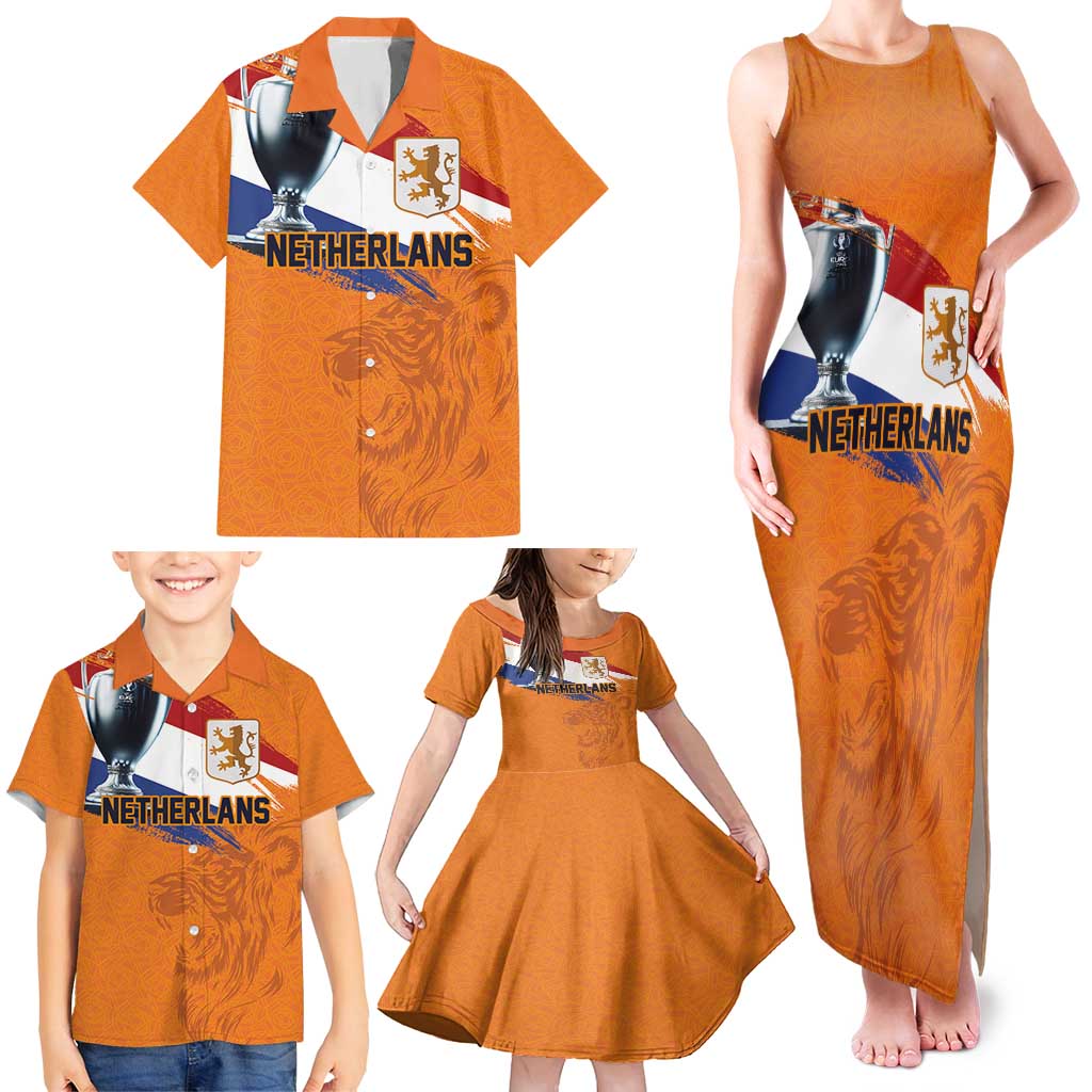 Custom Netherlands Football 2024 Road To The Champion Family Matching Tank Maxi Dress and Hawaiian Shirt Oranje Holland Clockwork Orange The Flying Home Color - Wonder Print Shop