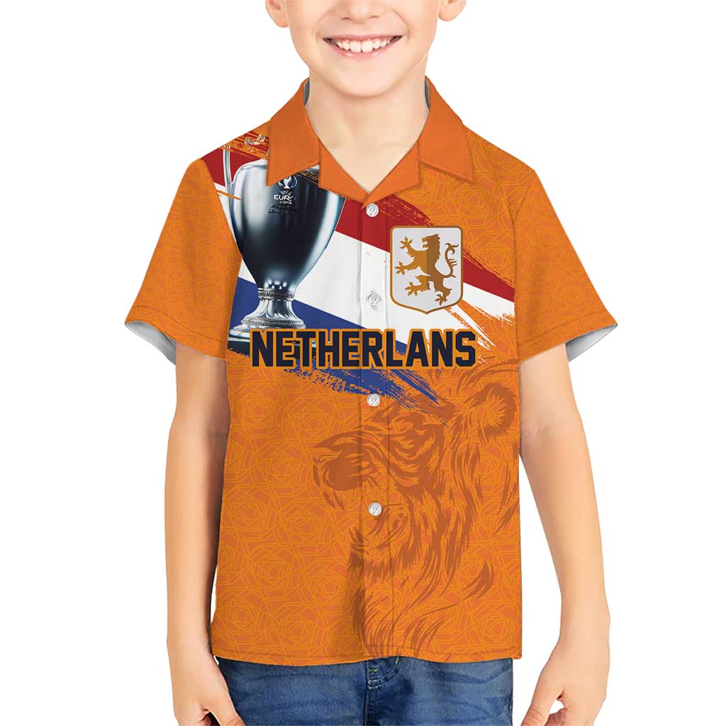 Custom Netherlands Football 2024 Road To The Champion Kid Hawaiian Shirt Oranje Holland Clockwork Orange The Flying Home Color - Wonder Print Shop