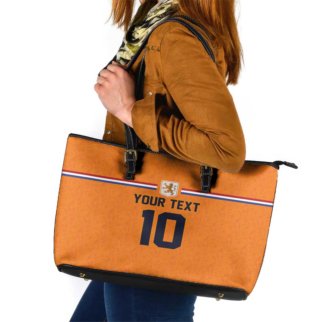 Custom Netherlands Football 2024 Road To The Champion Leather Tote Bag Oranje Holland Clockwork Orange The Flying Home Color - Wonder Print Shop