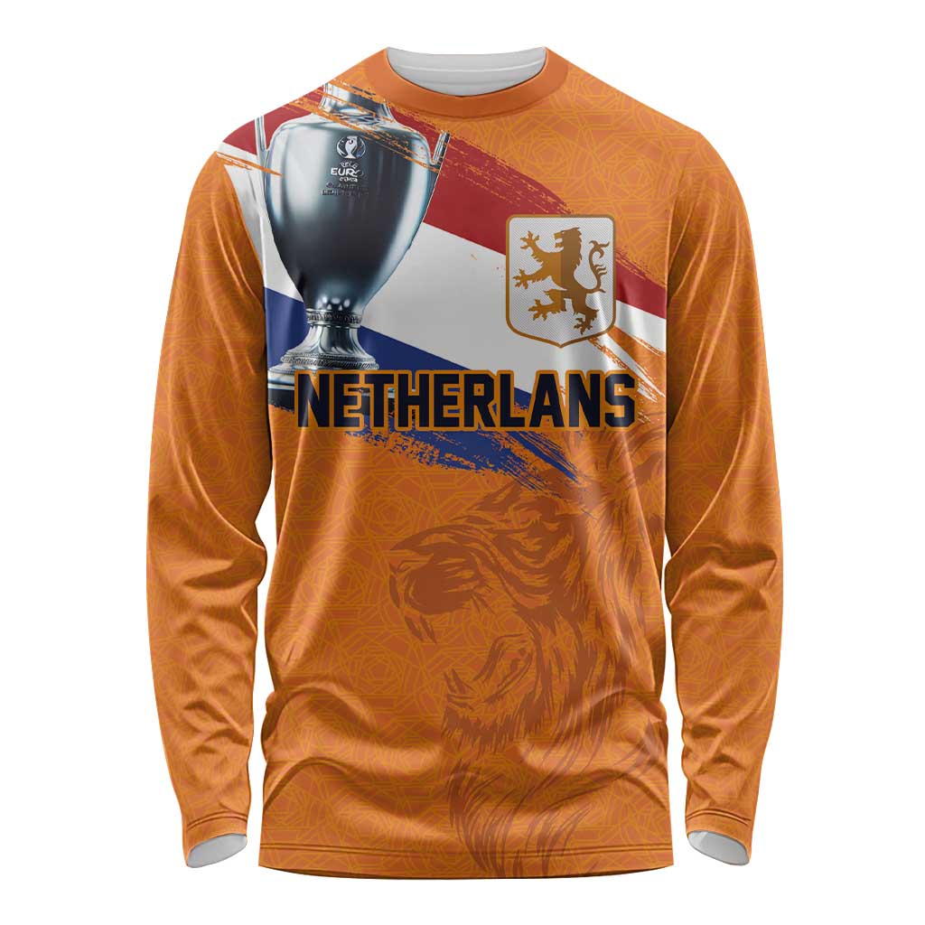 Custom Netherlands Football 2024 Road To The Champion Long Sleeve Shirt Oranje Holland Clockwork Orange The Flying Home Color - Wonder Print Shop