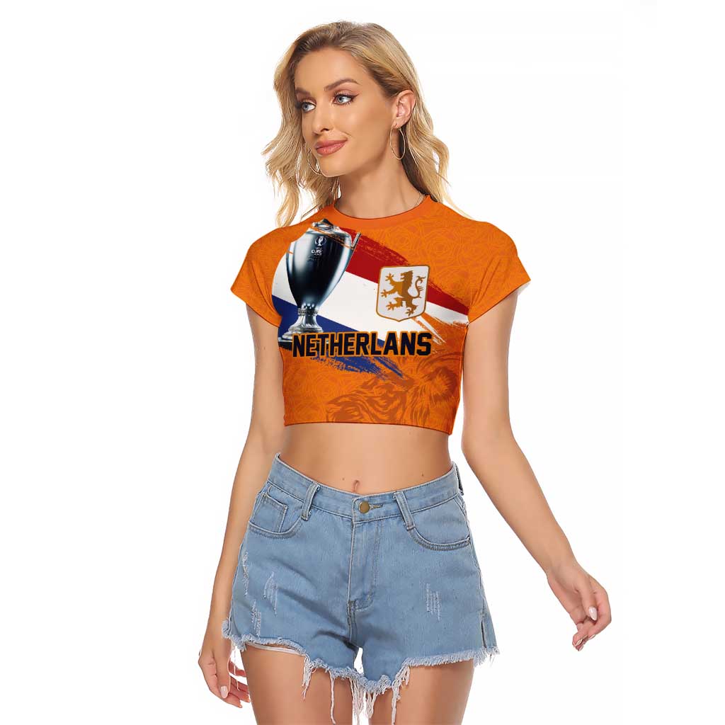 Custom Netherlands Football 2024 Road To The Champion Raglan Cropped T Shirt Oranje Holland Clockwork Orange The Flying Home Color