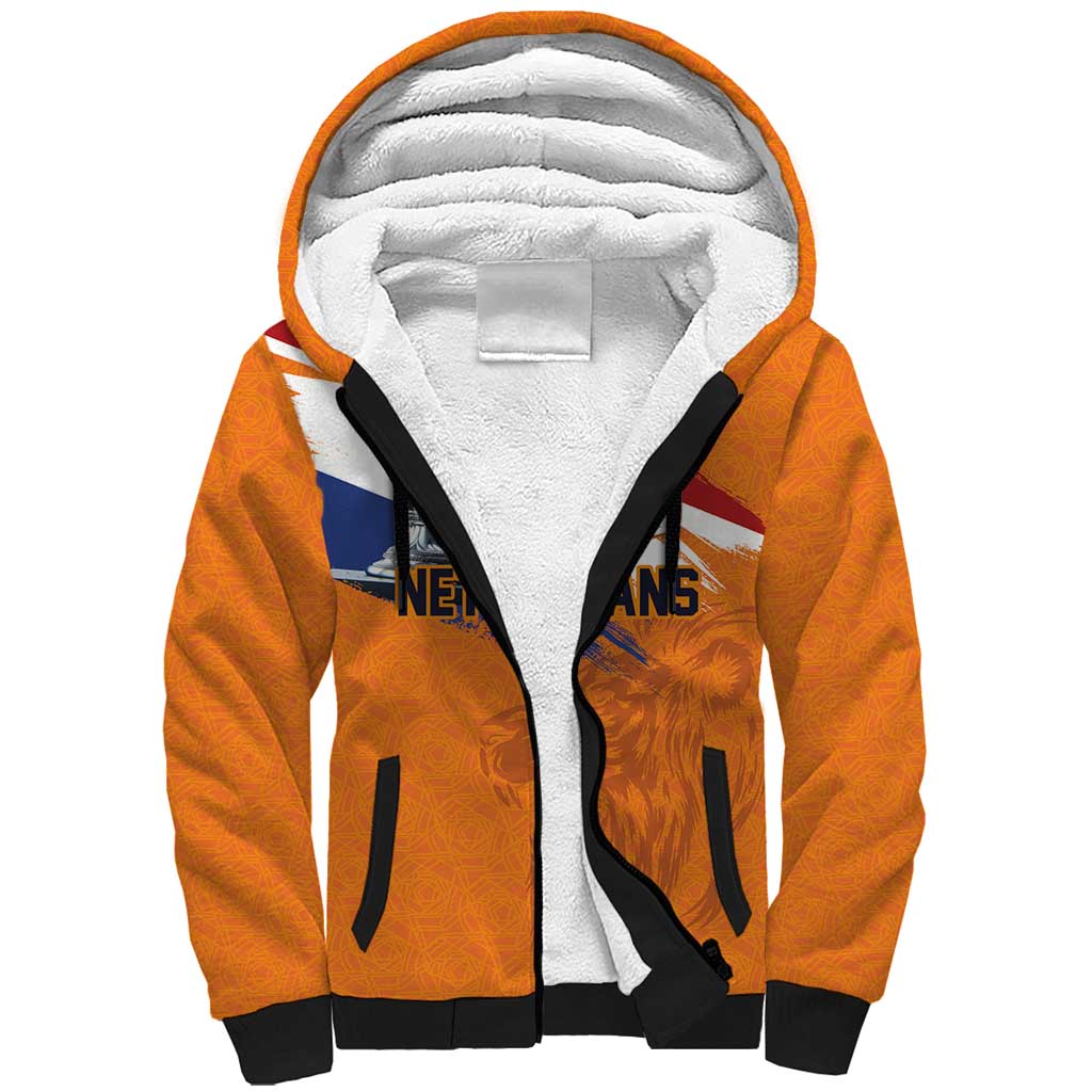 Custom Netherlands Football 2024 Road To The Champion Sherpa Hoodie Oranje Holland Clockwork Orange The Flying Home Color