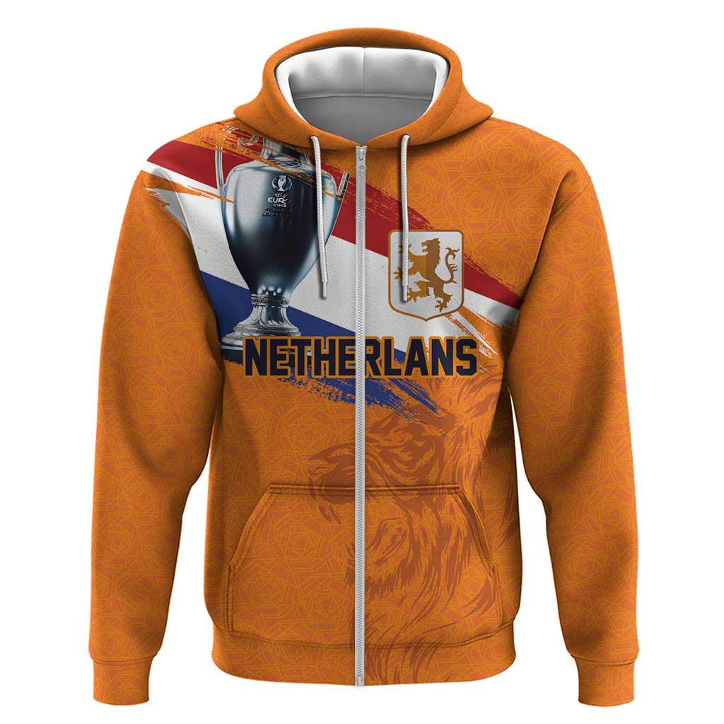 Custom Netherlands Football 2024 Road To The Champion Zip Hoodie Oranje Holland Clockwork Orange The Flying Home Color