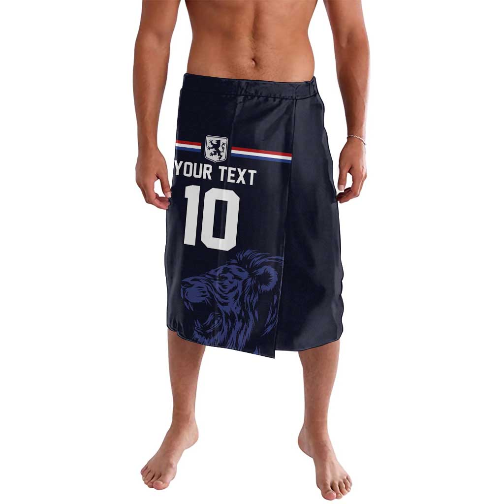 Dark navy custom soccer shorts with front number 10 and lion graphic